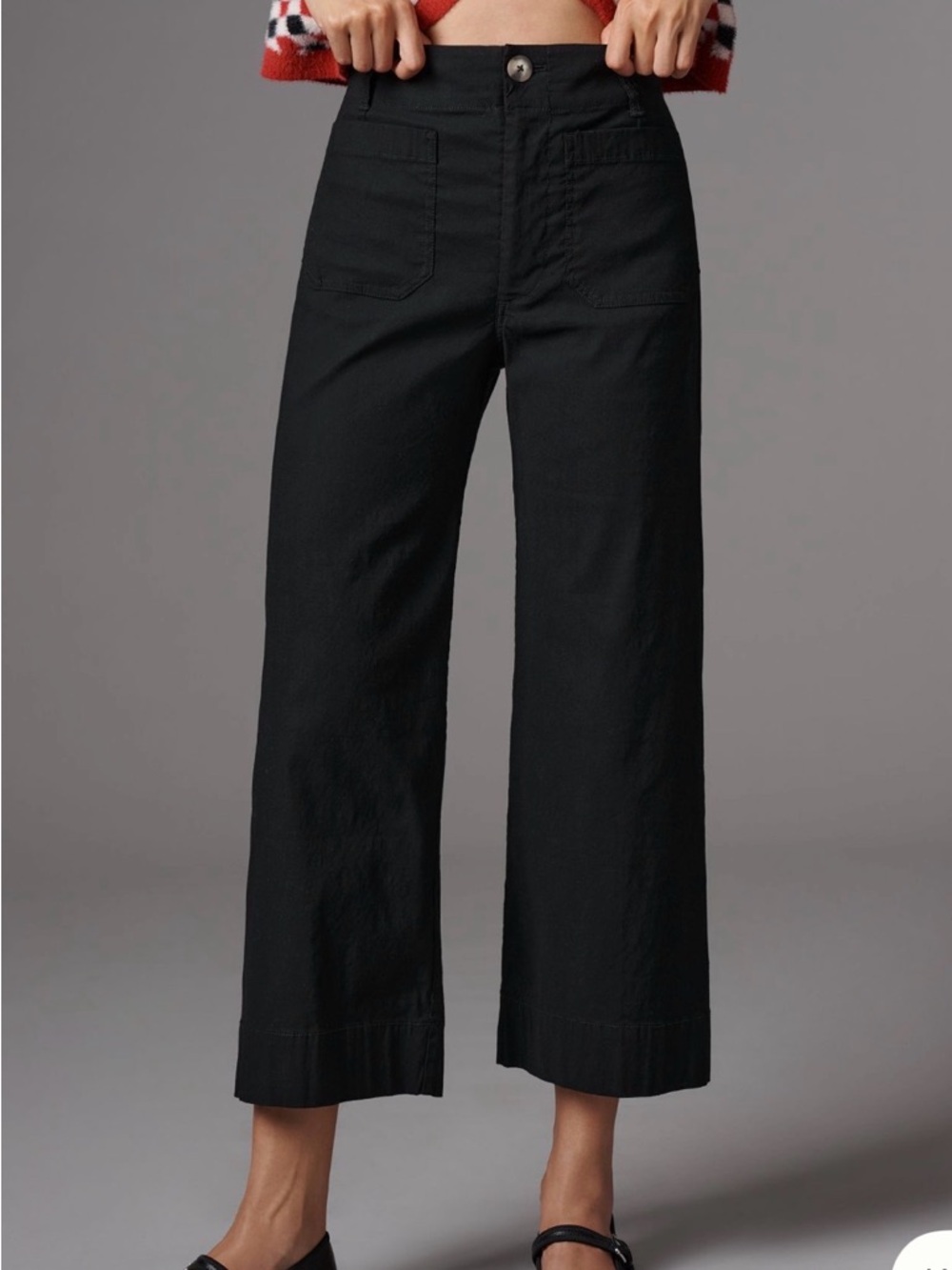 Anthropologie Black Cropped Wide-Leg Pants
